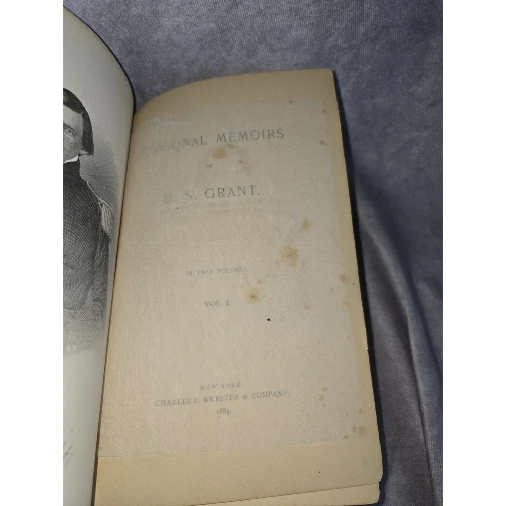PERSONAL MEMOIRS OF U.S, GRANT VOL. 1 VINTAGE 1885 PUB BY CHARLES L WEBSTER CO